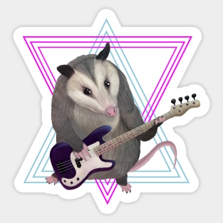 Opossum playing the bass guitar Sticker